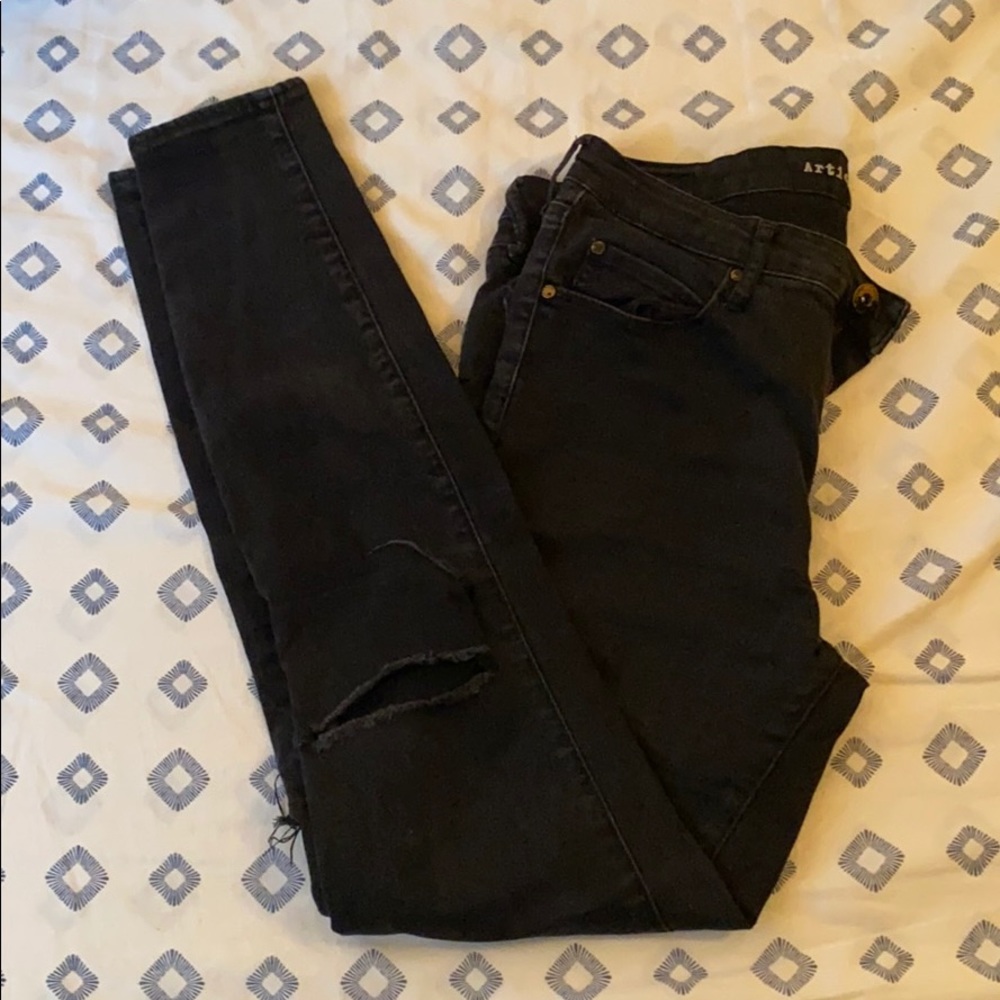 Articles of Society stretchy black ripped jeans